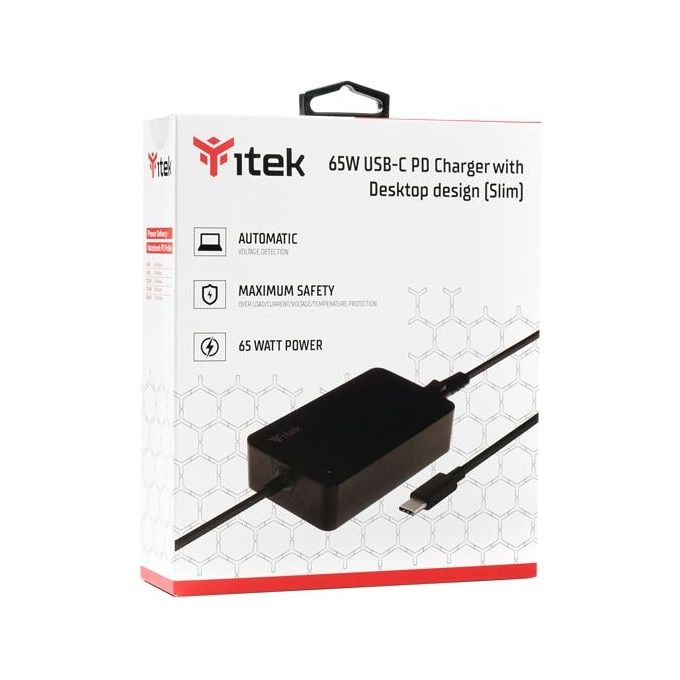 ITek ITNBSDC65 Alimentatore Universale per Notebook e Dispositivi Usb-C 65W Slim Design