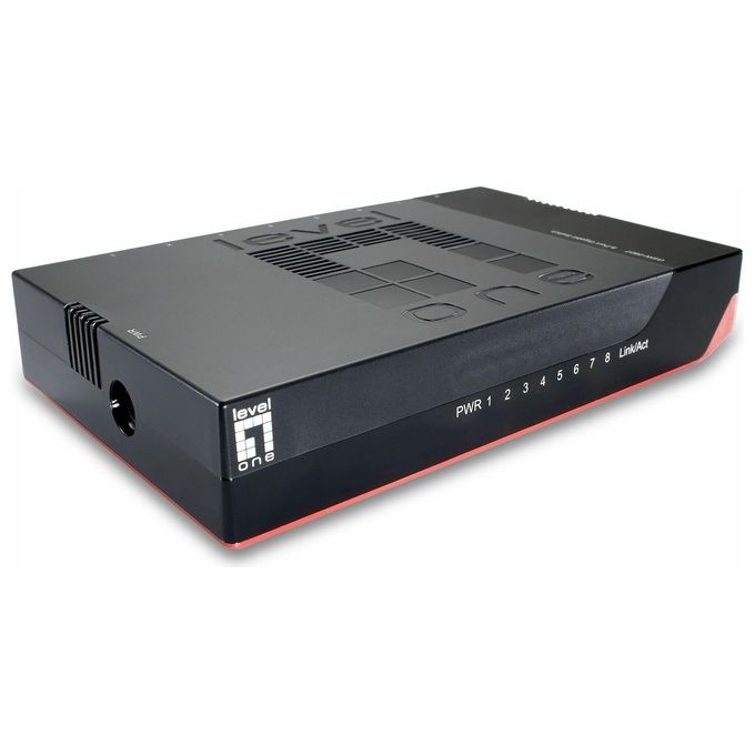 LevelOne GSW-0807 Switch di Rete Non Gestito 8 Porte Gigabit Ethernet 10-100-1000 Mbps 16 Gbit-s Store-and-Forward colore Nero Rosso