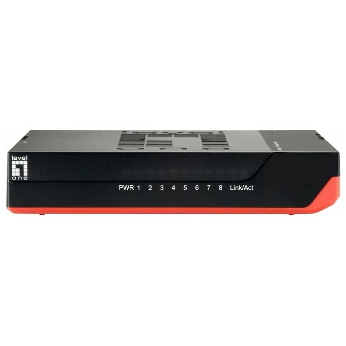 LevelOne GSW-0807 Switch di Rete Non Gestito 8 Porte Gigabit Ethernet 10-100-1000 Mbps 16 Gbit-s Store-and-Forward colore Nero Rosso