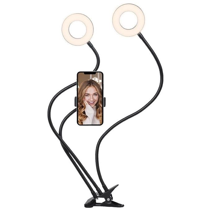 Cygnett CY3538VCSLR V-Dual Classic Anello Selfie 2 in 1 LED 48 LED 440 lm 12 W USB colore Nero