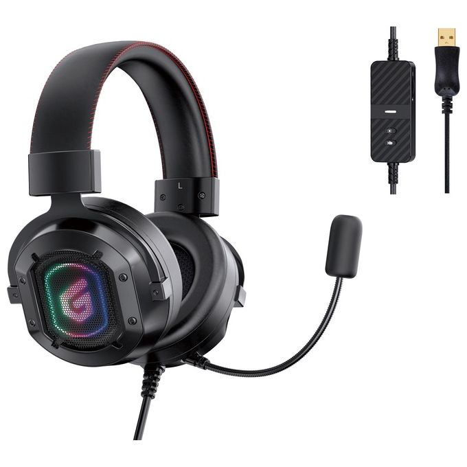 Conceptronic ATHAN02B Cuffie Gaming USB 7.1 Canali Audio con Microfono Circumaurali Retroilluminazione RGB Cavo 2,2 m colore Nero