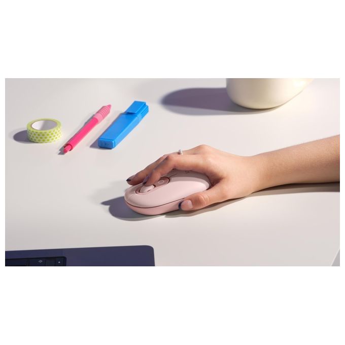 Logitech 910-007413 POP Mouse Universale Ambidestro Ottico 4000 DPI Bluetooth Clic Silenzioso 10 m colore Rosa