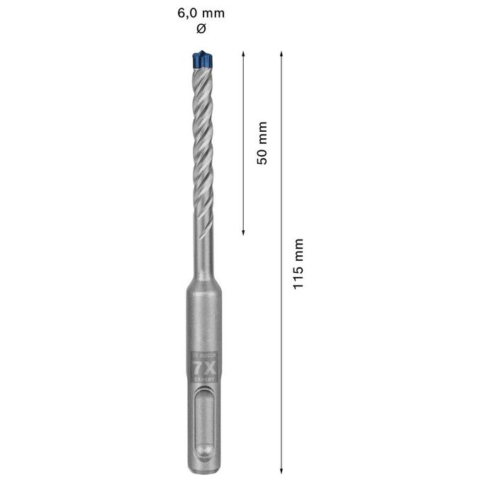 Bosch 1x Punta per Martelli Expert SDS Plus-7X 6x50x115mm