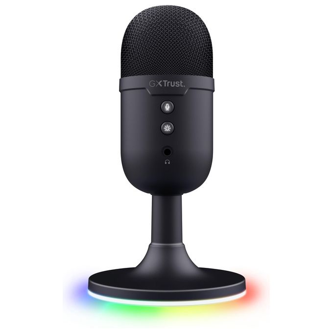 Trust 25372 GXT 234P Yunix Microfono da Tavolo USB Condensatore 48 kHz 16 bit con Uscita Cuffie e Muting Pulsante colore Nero