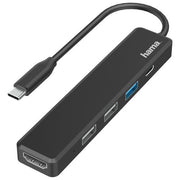 Hama 00200117 Hub USB-C 5 Porte 3x USB-A USB-C HDMI Ultra HD 4K 30Hz USB 3.2 Gen 1 Power Delivery 100W colore Nero