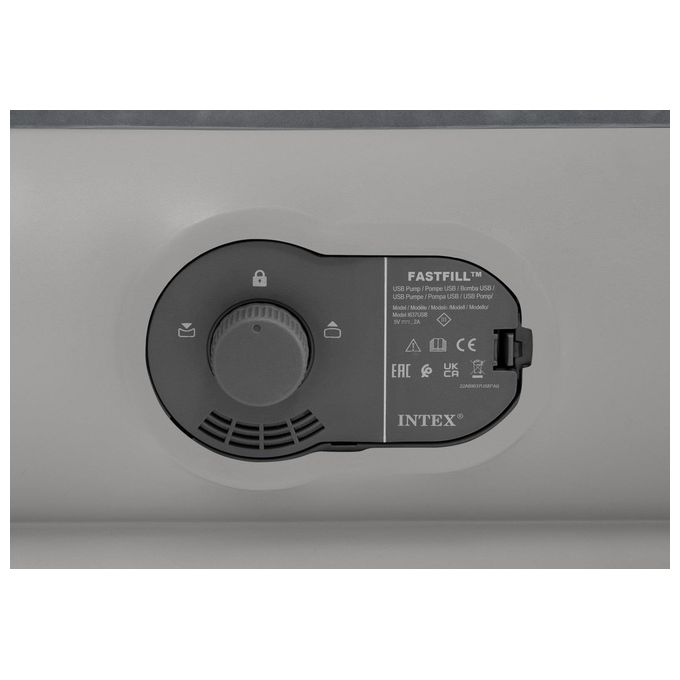 Intex 64112 Prestige Mid-Rise Materasso gonfiabile singolo Fiber-Tech pompa USB Fastfill 99x191x30 cm 136 Kg colore Grigio