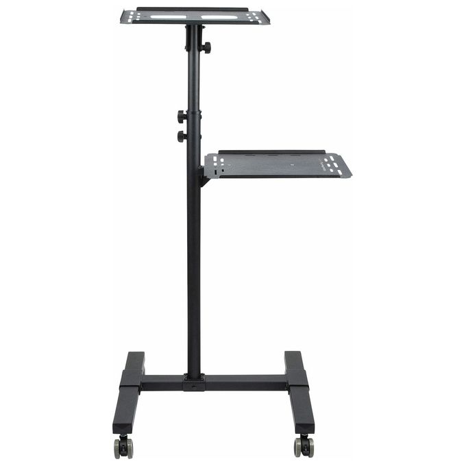 StarTech ADJPROJCART Supporto per proiettore e laptop mobile con 2 ripiani regolabili da 10Kg ciascuno altezza regolabile da 95 a 145 cm con ruote bloccabili colore Nero