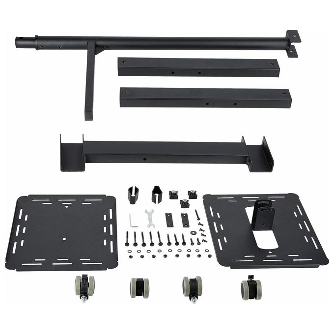 StarTech ADJPROJCART Supporto per proiettore e laptop mobile con 2 ripiani regolabili da 10Kg ciascuno altezza regolabile da 95 a 145 cm con ruote bloccabili colore Nero