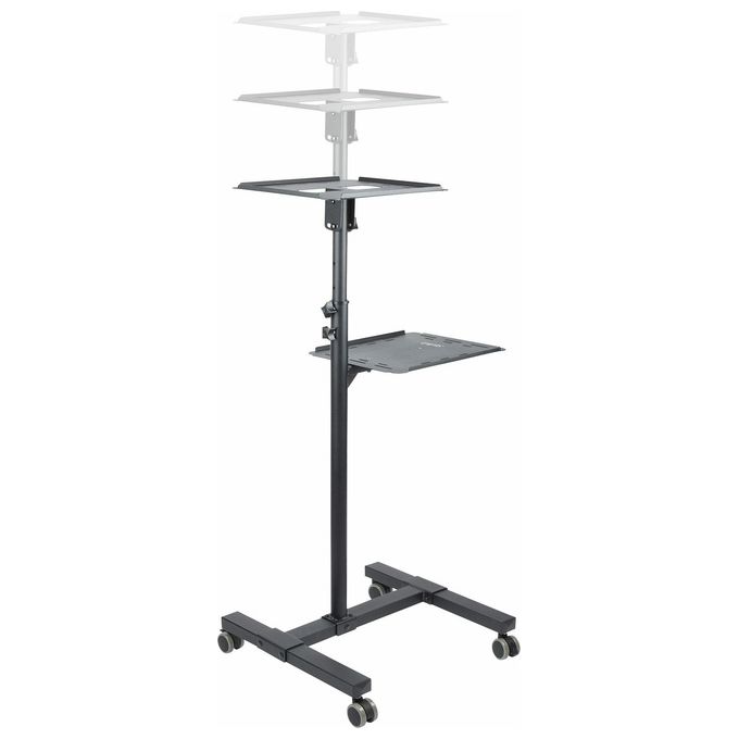 StarTech ADJPROJCART Supporto per proiettore e laptop mobile con 2 ripiani regolabili da 10Kg ciascuno altezza regolabile da 95 a 145 cm con ruote bloccabili colore Nero