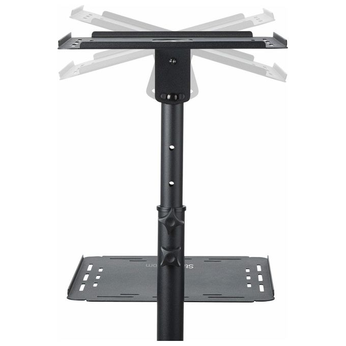 StarTech ADJPROJCART Supporto per proiettore e laptop mobile con 2 ripiani regolabili da 10Kg ciascuno altezza regolabile da 95 a 145 cm con ruote bloccabili colore Nero