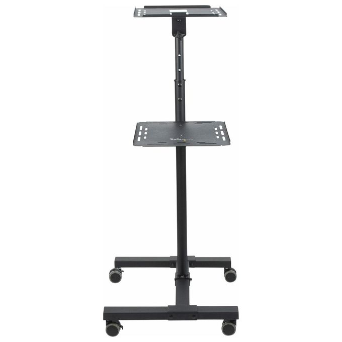 StarTech ADJPROJCART Supporto per proiettore e laptop mobile con 2 ripiani regolabili da 10Kg ciascuno altezza regolabile da 95 a 145 cm con ruote bloccabili colore Nero