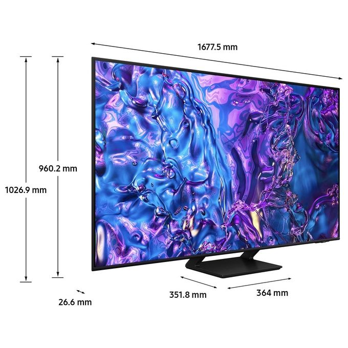 Samsung QE75Q70DATXZT Q70D Smart TV QLED 4K 75'' Quantum Processor 4K AirSlim HDR10+ Motion Xcelerator Wi-Fi colore Nero