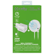 Celly MAGCHARGEKIT KIT_ con Alimentatore 20W e Caricabatterie Wireless Magnetico