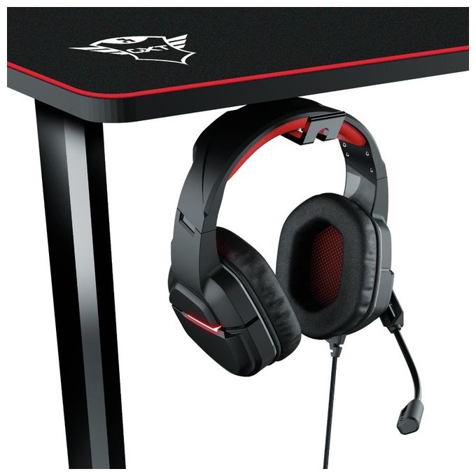 Trust 23802 GXT 1175 Imperius XL Scrivania Gaming 140x66 cm Gestione Cavi Supporto Cuffie Portabicchiere colore Nero Rosso