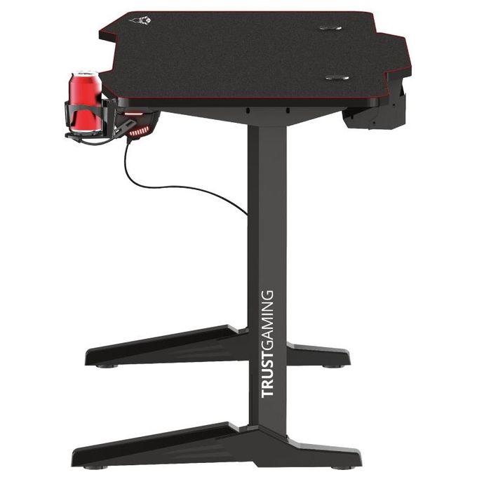 Trust 23802 GXT 1175 Imperius XL Scrivania Gaming 140x66 cm Gestione Cavi Supporto Cuffie Portabicchiere colore Nero Rosso