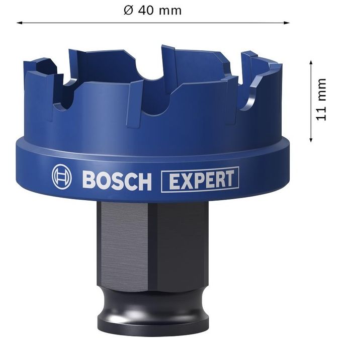 Bosch 2608900499 Expert Sega a tazza per lamiere di acciaio e acciaio inossidabile diametro 40 mm lunghezza utile 5 mm adatta per trapano a percussione e avvitatore a impulsi con sistema di fissaggio Power Change Plus colore Nero