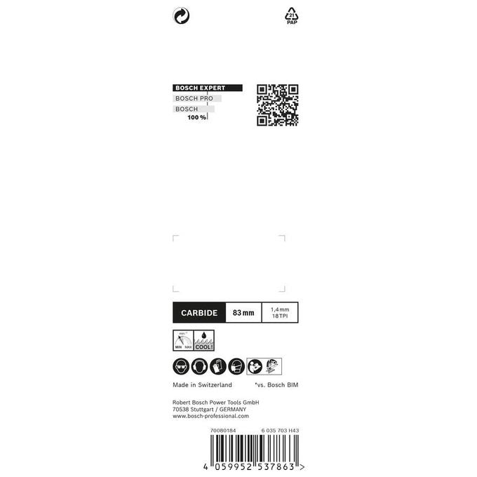 Bosch EXPERT Lama per Seghetto T118EHM 3Stk Stainless Steel
