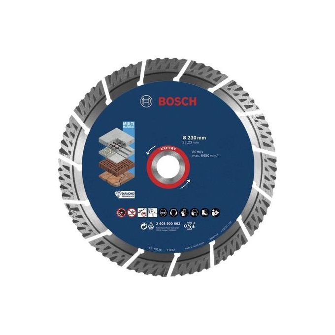 Bosch 2608900661 Expert MultiMaterial Disco Diamantato da Taglio 150 mm foro 22.23 mm spessore 2.4 mm colore Argento