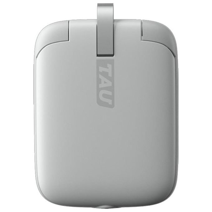 Rolling Square Tau Batteria Portatile Power Bank con Cavi Lightning Micro-Usb e Usb-C 1400mAh Base di Ricarica Smart Bianco