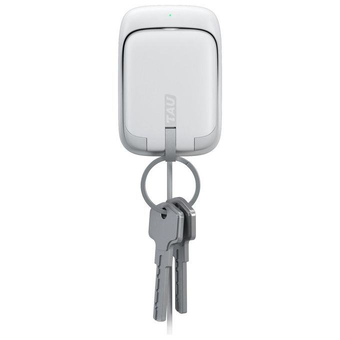 Rolling Square Tau Batteria Portatile Power Bank con Cavi Lightning Micro-Usb e Usb-C 1400mAh Base di Ricarica Smart Bianco