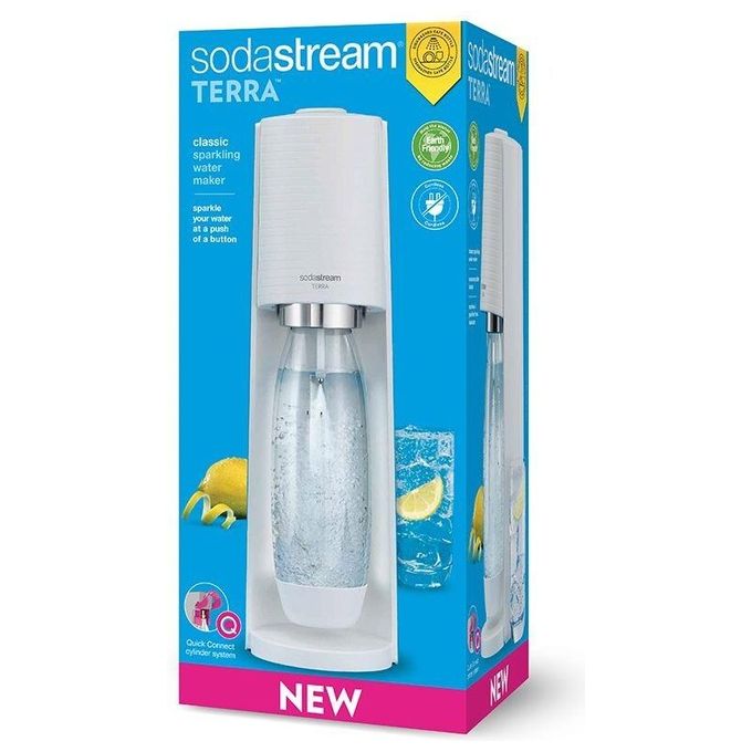 SodaStream 1012811440 Terra Gasatore d'Acqua con Bottiglia 1L e Cilindro CO2 Quick Connect 60L colore Bianco