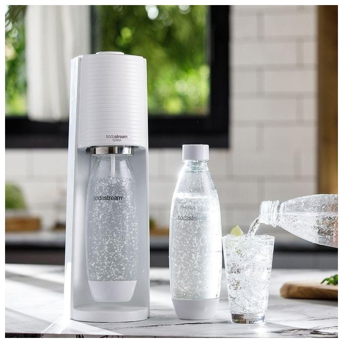 SodaStream 1012811440 Terra Gasatore d'Acqua con Bottiglia 1L e Cilindro CO2 Quick Connect 60L colore Bianco