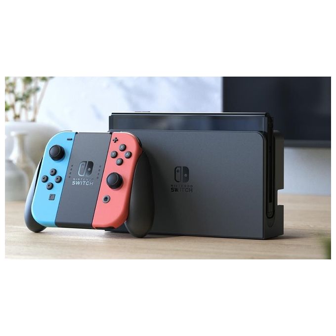 Nintendo, Switch OLED Neon Rosso-Blu, Console Portatile, Schermo 7 pollici, 64 GB