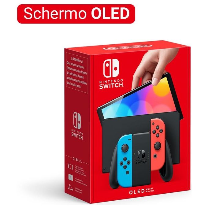 Nintendo, Switch OLED Neon Rosso-Blu, Console Portatile, Schermo 7 pollici, 64 GB
