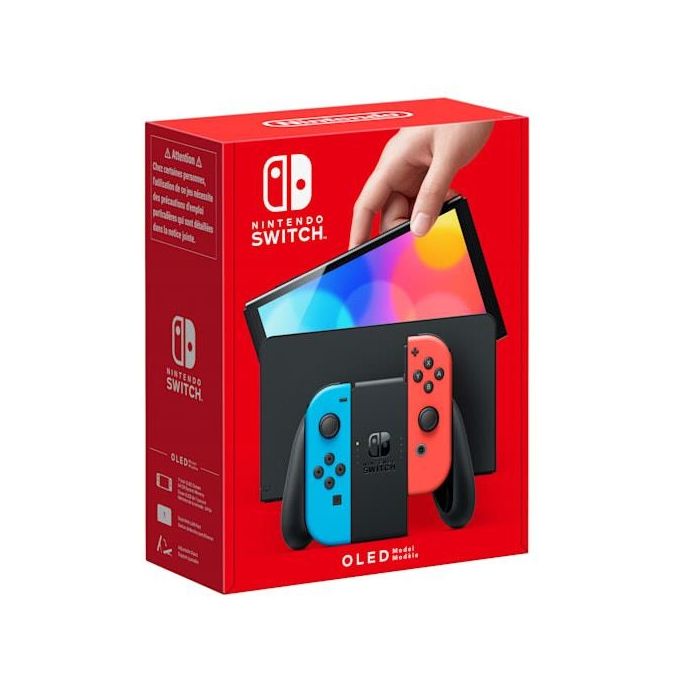 Nintendo, Switch OLED Neon Rosso-Blu, Console Portatile, Schermo 7 pollici, 64 GB