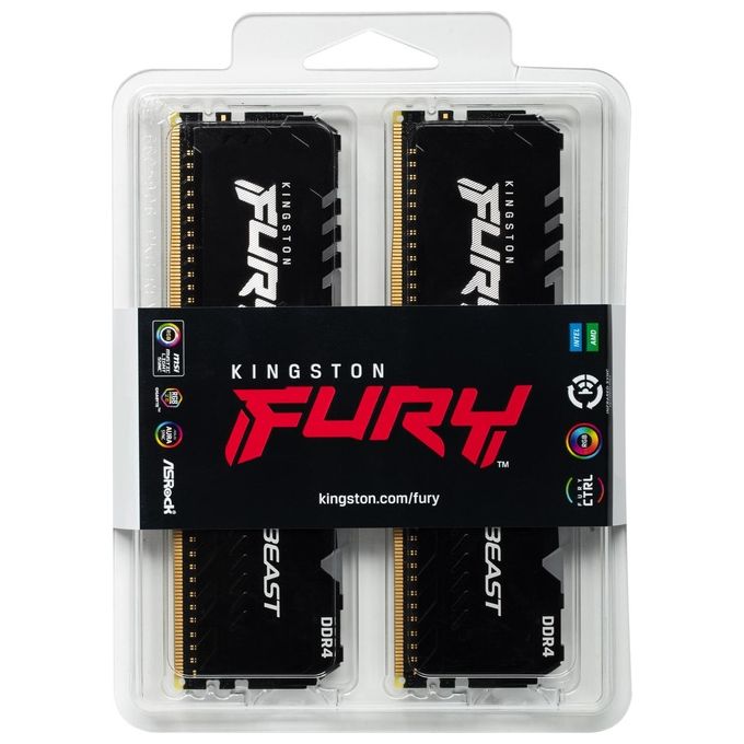 Kingston KF426C16BBAK2-32 FURY Beast Memoria RAM DDR4 32GB 2x16GB 2666MHz CL16 DIMM RGB Intel XMP 2.0