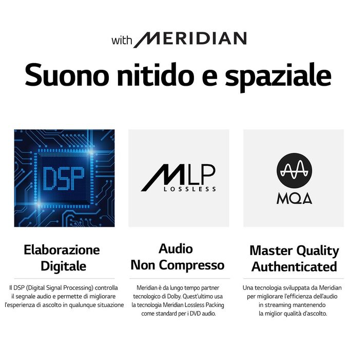 LG TONE-FP5 TONE Free FP5 Auricolari True Wireless In-Ear Bluetooth 5.2 ANC Audio Meridian 3 Microfoni IPX4 22h colore Nero