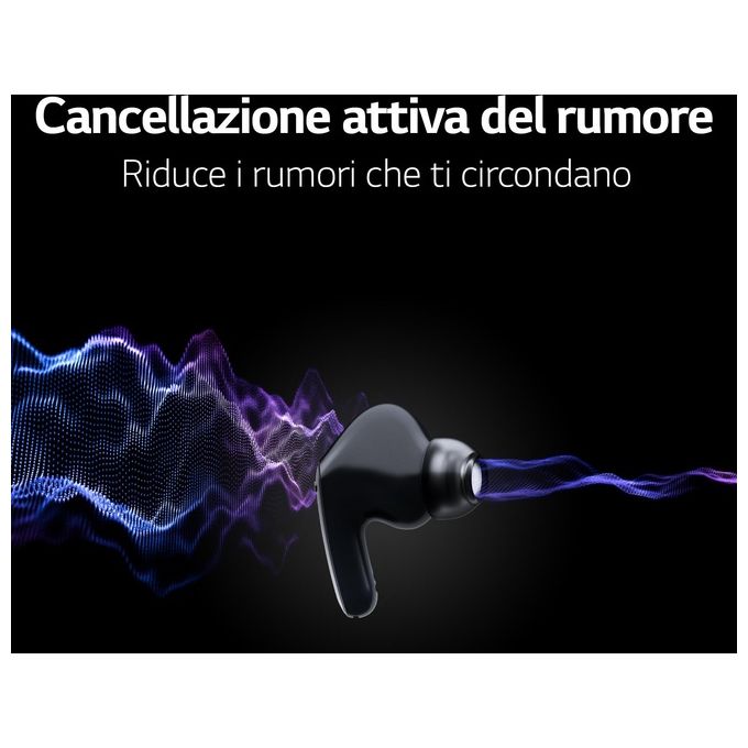 LG TONE-FP5 TONE Free FP5 Auricolari True Wireless In-Ear Bluetooth 5.2 ANC Audio Meridian 3 Microfoni IPX4 22h colore Nero