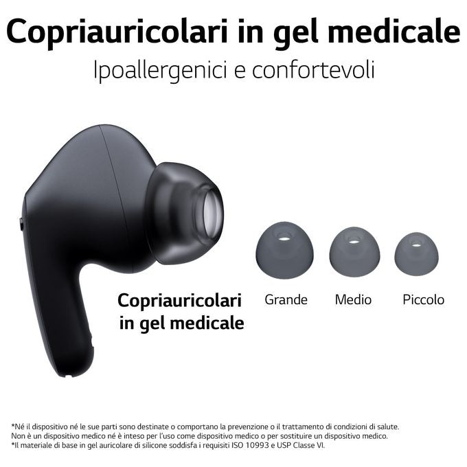 LG TONE-FP5 TONE Free FP5 Auricolari True Wireless In-Ear Bluetooth 5.2 ANC Audio Meridian 3 Microfoni IPX4 22h colore Nero