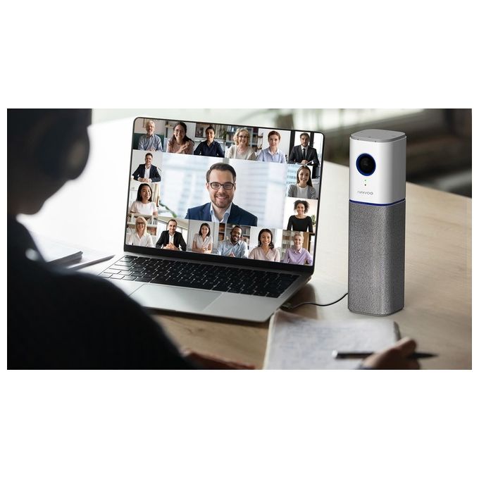 Nexvoo NXV10002 NexPod Webcam Full HD 1080p 30 fps Angolo Visione 110° Microfono Altoparlante Integrati USB Type-C colore Grigio Argento