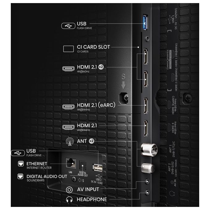 Hisense 100E7QPRO Smart TV QLED 100'' 4K Ultra HD 144Hz HDR Dolby Vision AMD FreeSync Premium VIDAA colore Nero