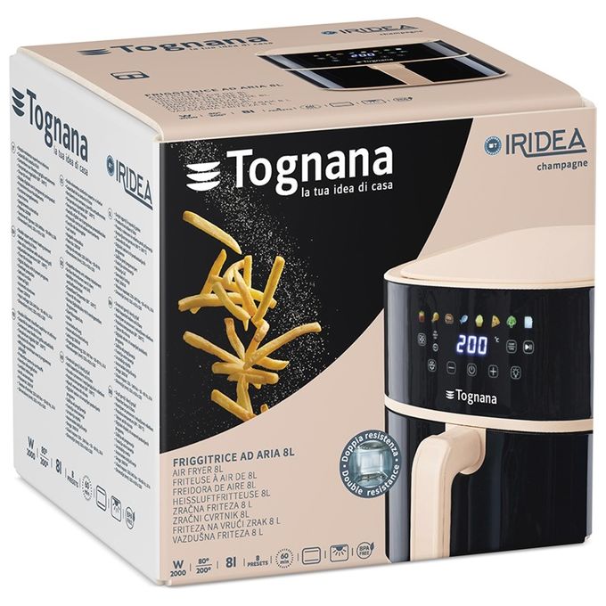 Tognana D2DFA05IRCHA Iridea Friggitrice ad aria 8 L 2000 W 8 programmi display digitale colore Champagne