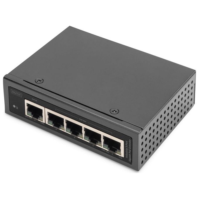 Digitus DN-651143 Extender industriale 5 porte Gigabit PoE 10-100-1000BASE-T 4 uscite PSE PoE 60 W colore Grigio