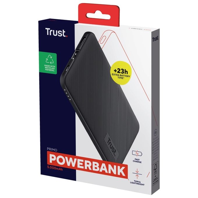 Trust Power Bank Primo Ultra-Thin 5000m Nero