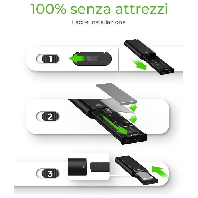 ICY BOX IB-1807MT-C31 Box esterno SSD M.2 NVMe USB 3.2 Gen 2 Type-C 10 Gbit-s colore Nero