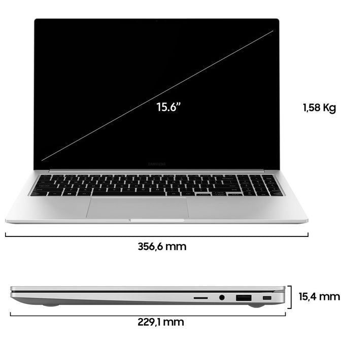 Samsung NP754XFG-KB2IT Galaxy Book3 Notebook 15.6'' Intel Core i7-1355U 16GB RAM SSD 512GB Windows 11 Pro colore Argento