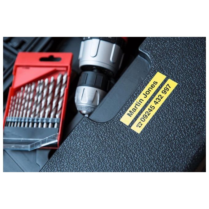 Brother Nastro Laminato 9mm nera Giallo con Adesivo Resistente