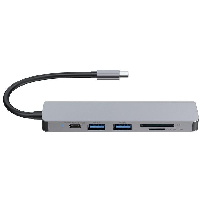 Conceptronic DONN02G Hub USB-C 6 in 1 HDMI 4K 2x USB-A 3.0 USB-C PD 60W Lettore SD microSD colore Alluminio