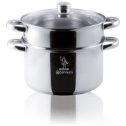Aeternum AP000082 La Divina Vaporiera in Acciaio Inox 22 cm con Coperchio in Vetro Induzione BPA Free colore Acciaio satinato