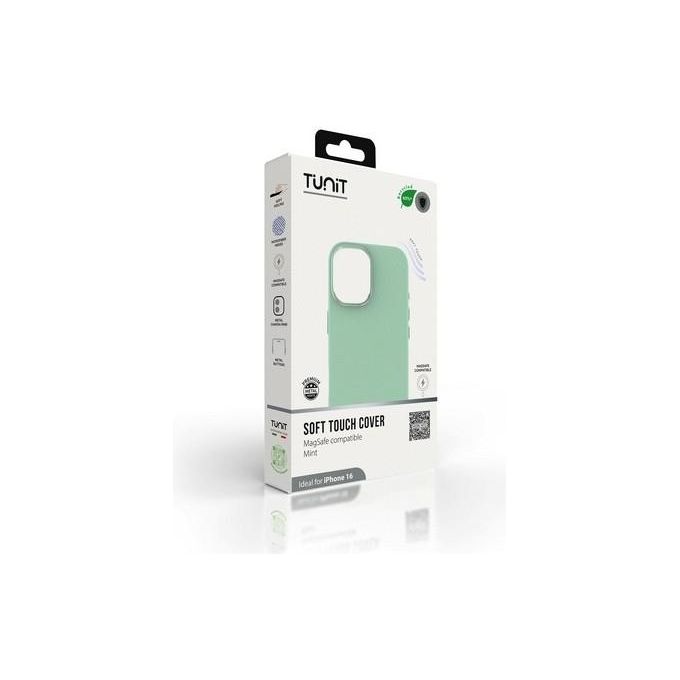 Tunit Clear Cover per iPhone 16 Soft Touch in Silicone con MagSafe Menta