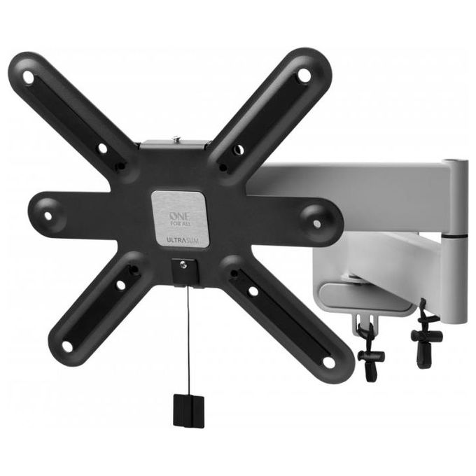 One For All WM6254 Ultra Slim Supporto a Parete TV 13'' 43'' Girevole 180° Inclinabile 15° VESA 200x200 25 Kg colore Nero Grigio