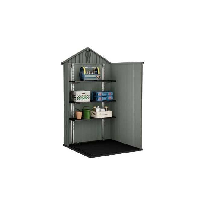 Keter 256879 Casetta da Giardino in Resina EVOTECH+ con Finestre Frontali e Pavimento Incluso colore Verde