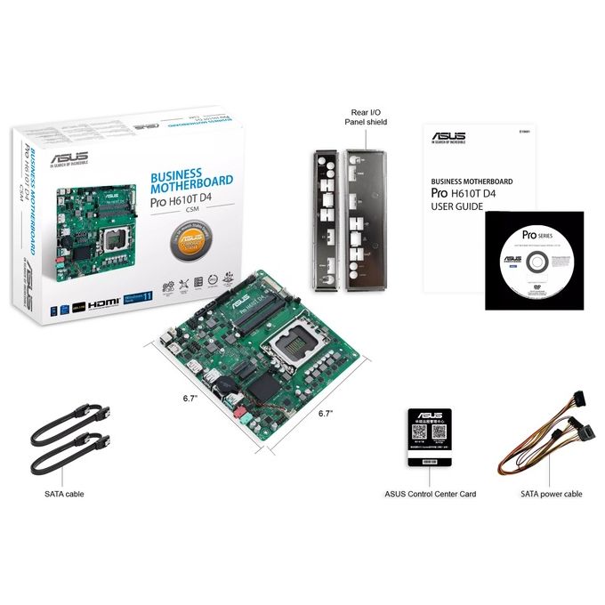 ASUS 90MB1AM0-M0EAYC Pro H610T D4-CSM Scheda madre mini ITX Intel H610 LGA 1700 DDR4 fino a 64 GB M.2 SATA HDMI DisplayPort colore Nero