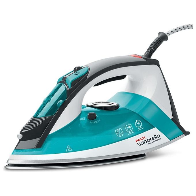 Polti QC120 Vaporella Quick and Comfort Ferro a vapore 2200W colpo vapore 180g piastra acciaio inossidabile colore Nero