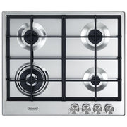 De'Longhi NSL460X Piano cottura a gas 60 cm 4 fuochi con bruciatore doppia corona accensione elettrica integrata valvola sicurezza colore Inox