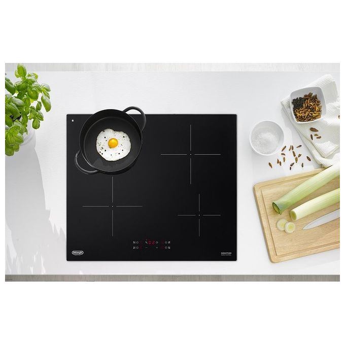 De'Longhi PIN62 Piano cottura a induzione 60 cm 4 zone cottura Touch 7200 W Timer Boost colore Nero
